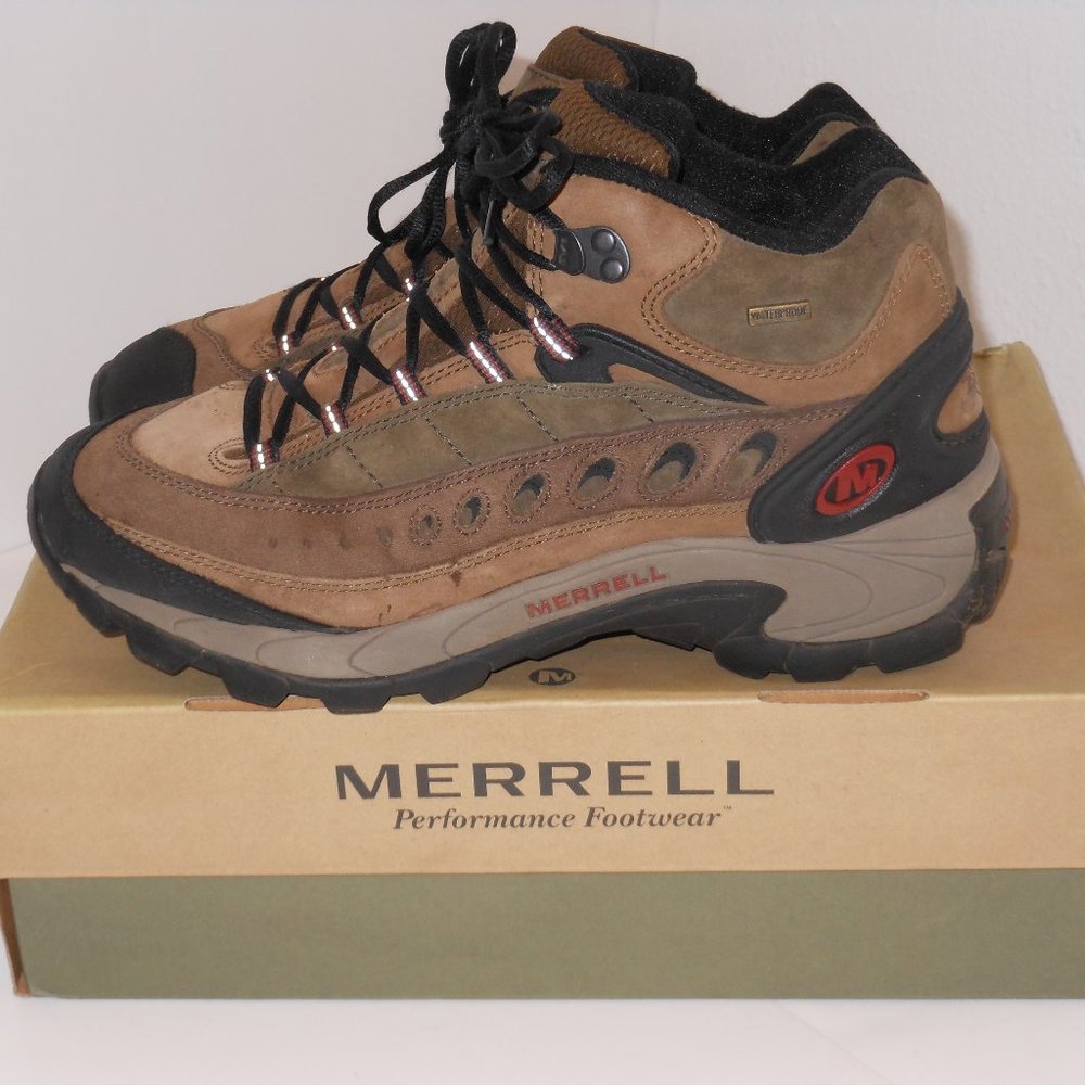MERRELL GENUINE SUEDE LEATHER MULTI-COLOR LACE UP BOOTS SIZE 9.5 MEDIUM